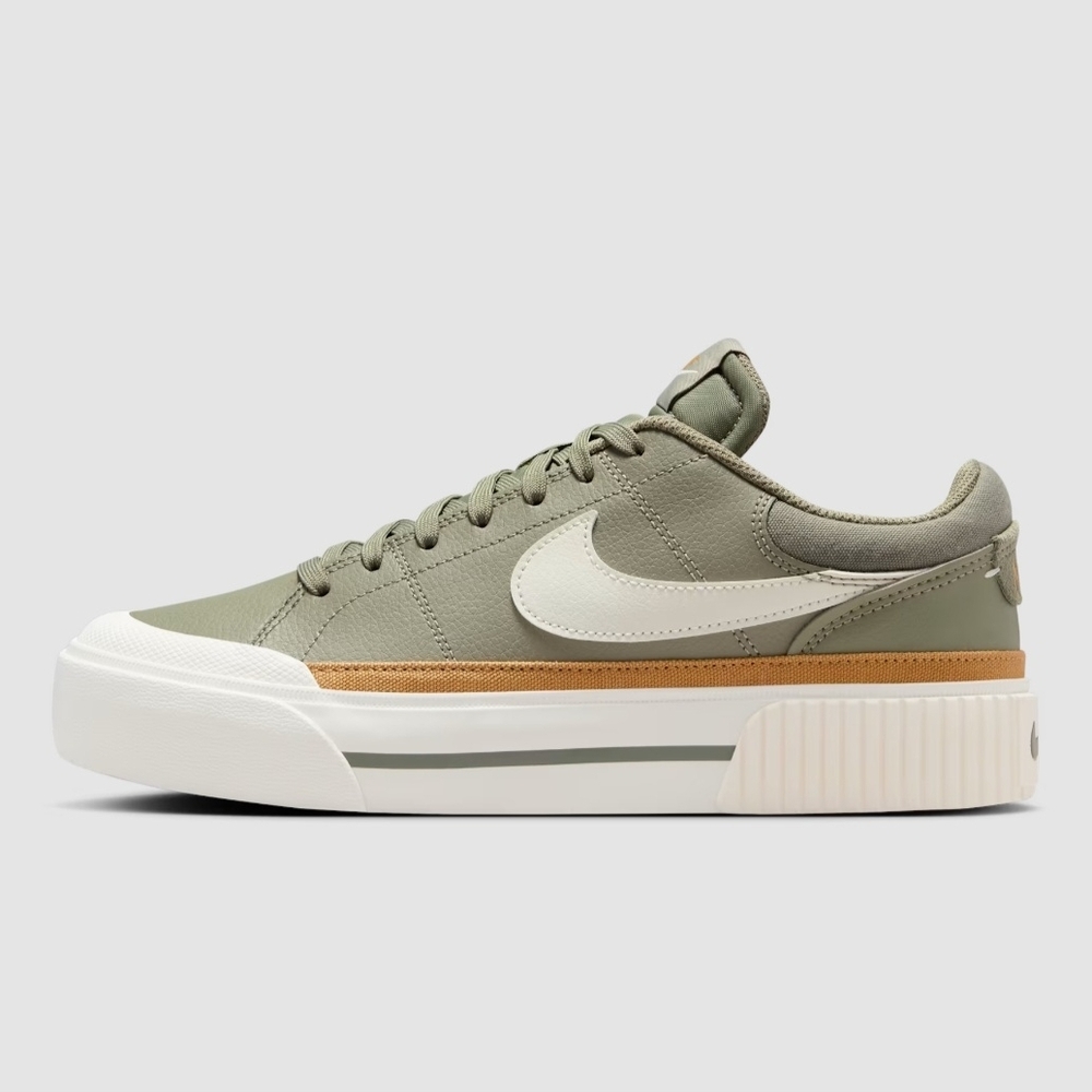 Nike Olive Green Sneakers with White Swoosh. Womens Sz 10 court Legacy Lift - Picture 2 of 7